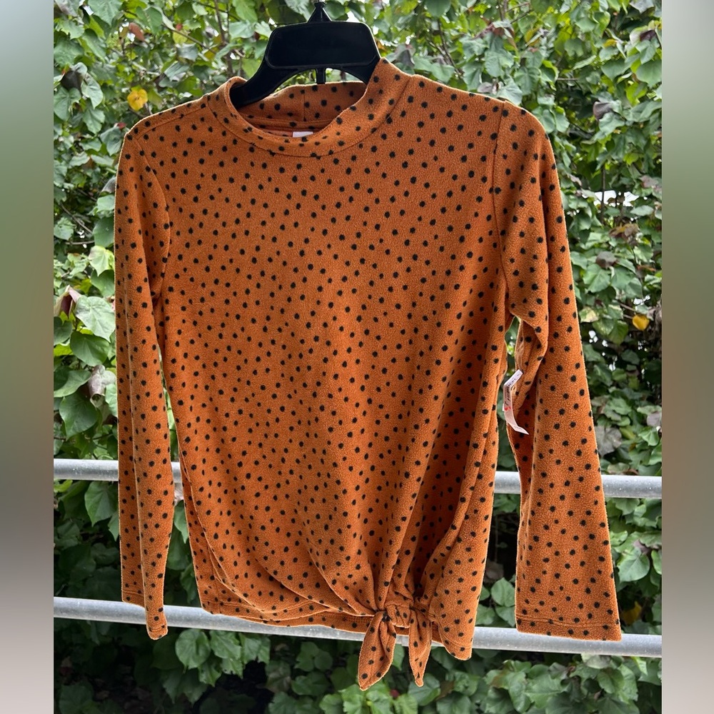 NWT OLD NAVY Girls Fall Fleece Polka Dot Long Sleeve Wrap Top Size XL